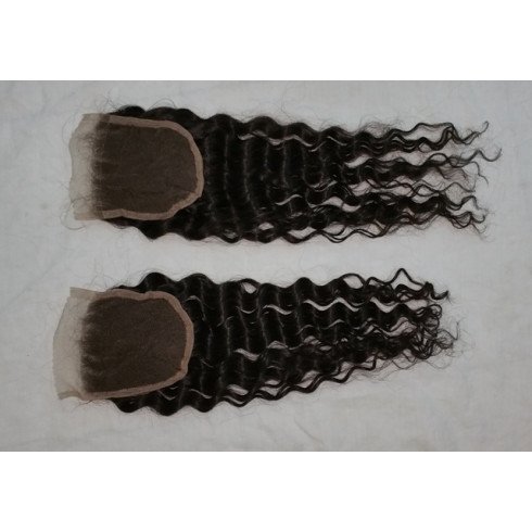 100% Temple Loose curly hair swiss lace closure 4x4