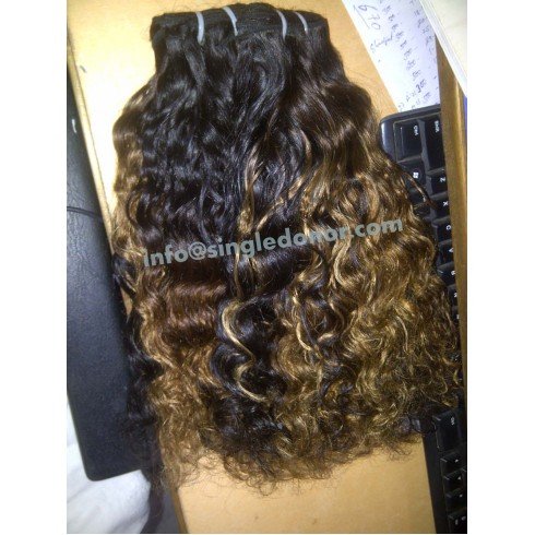 Virgin hair color ombre two tone curly Peruvian virgin hair