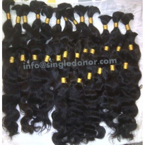 100% Human Hair Natural color,Bulk Deep wavy Hair,