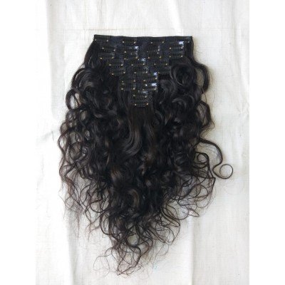 Indian wavy human hair extension natural wavy Clip-in Extension