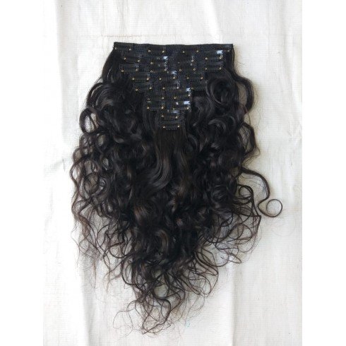Indian wavy human hair extension natural wavy Clip-in Extension