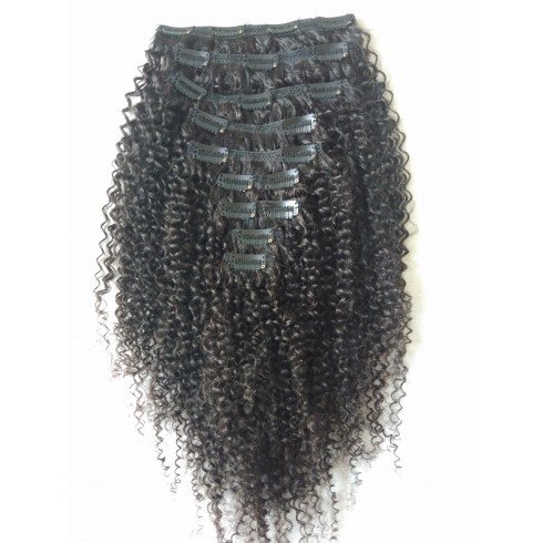 Afro kinky curl clip in hair extension human hair Clip in hair Extensions