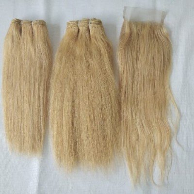 Blond Natural Straight Human Hair Closure